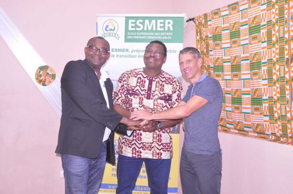 Daniel Egbe (Ansole), Felix Ebo (ESMER) and Bruno Bouteille (Sirea), launch the collaboration