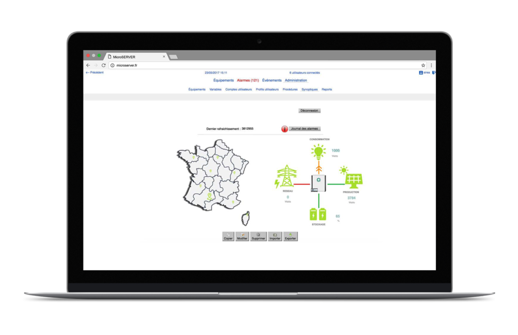 MicroSERVER permite visualizar a través de sinópticos personalizados todos los datos subidos por el SmartEMS