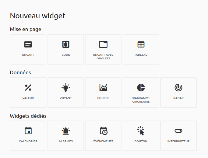 capture decran des nouveaux widgets